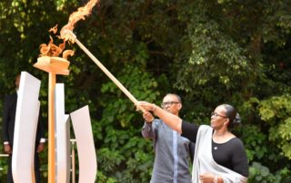 Commemorating 31 years since the Genocide against the Tutsi began in Rwanda President Paul Kagame lights the flame of remembrance at the Kigali Genocide Memorial on 7 April 2025 marking the start of Kwibuka 31